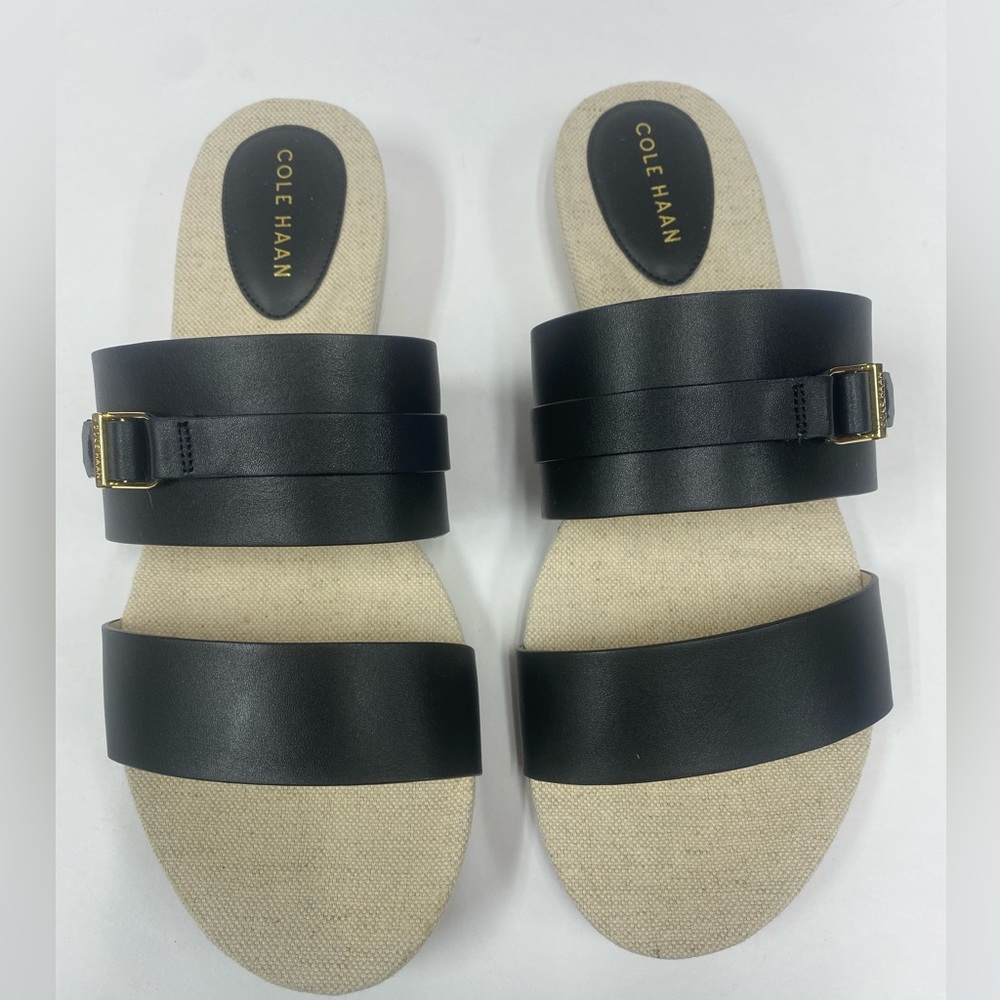 Gently Used Women's Black Francine Demi Wedge Slide Sandal size 8.5